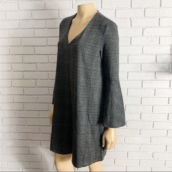 Mango Women's Gray V Neck Check Dress - Picture 6 of 7